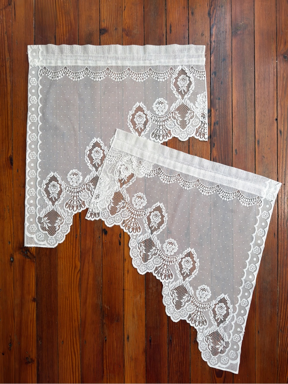 Classic White Lace Window Valance Pair